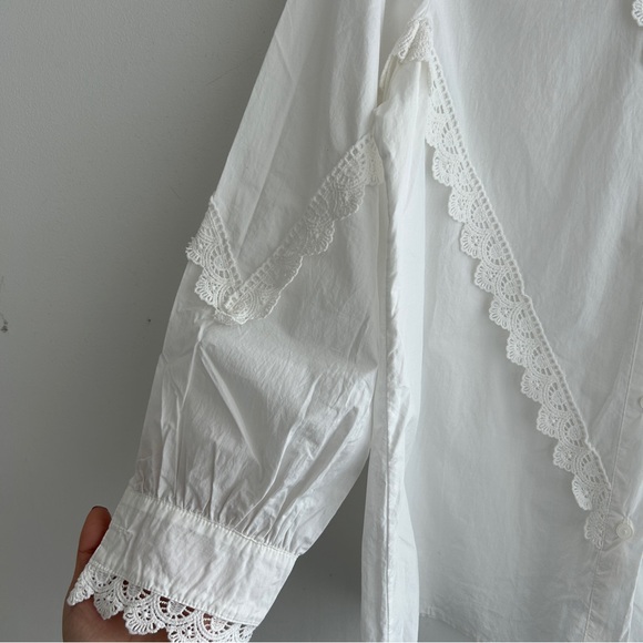 Elegant White Lace Trim Blouse - Picture 3 of 4